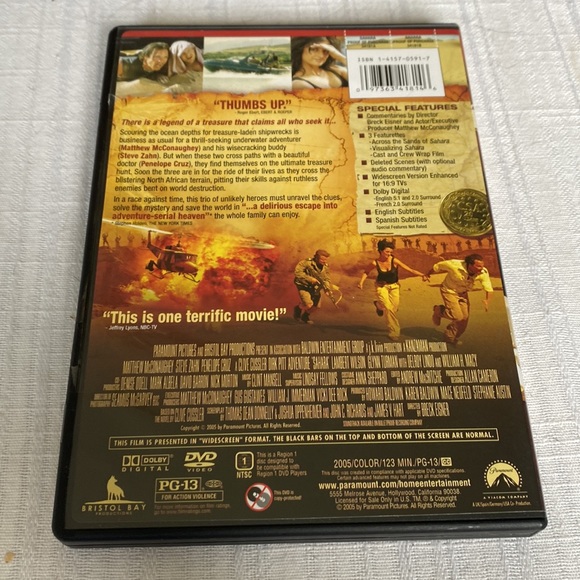 🎬PRICING🎬 Sahara DVD with Matthew McConaughey - Widescreen Edition - Picture 2 of 6